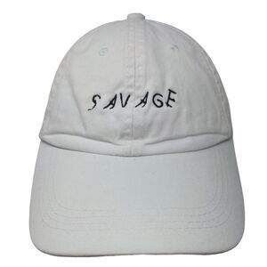 Savage Slideback Hat White One Size Embroidered Adjustable 6 Panel